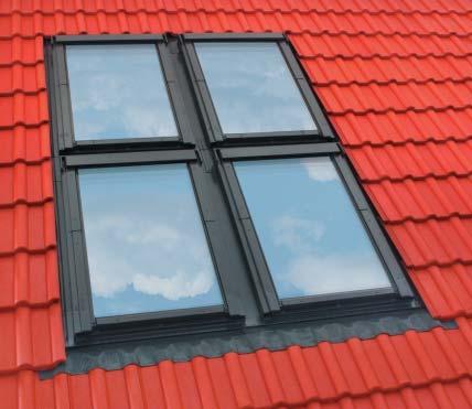 Štandardná montážna hĺbka osadenia strešného okna pri použití lemovania typu EE je prevedenie V (0 cm).
