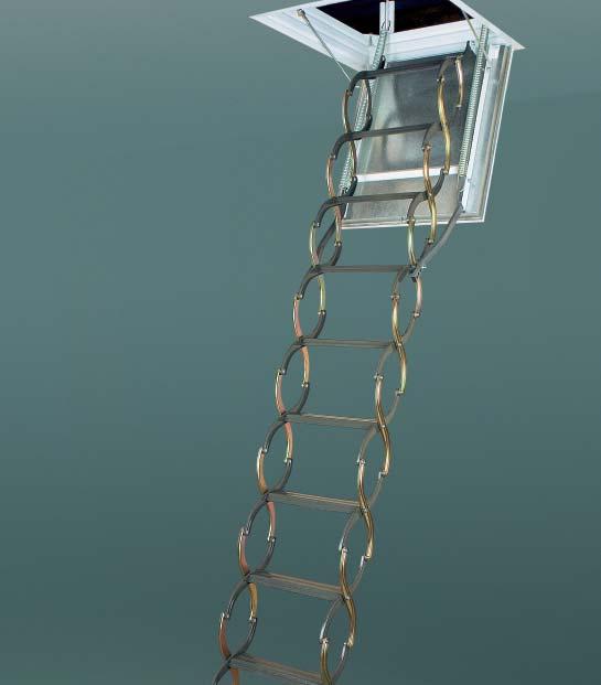 Protipožiarne nožnicové schody LSF Protipožiarne kovové schody LSF sú určené k výstupu do podkrovných priestorov a zároveň predstavujú ohňovzdornú zábranu v prípade požiaru.