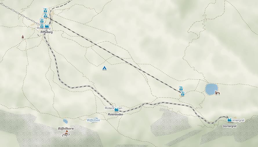 09:45 hod odchod smer jazera Riffelsee (s výhľadom na Matternhorn viď mapa) a cieľ zastávka Rotenboden (40 min a stúpanie 180 m).