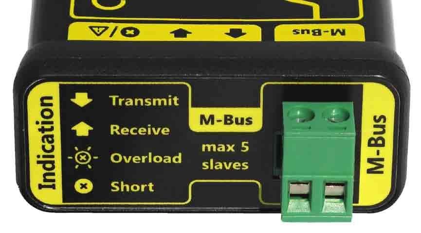Verzia 2014/2.8 P r e v o d n í k E t h M B u s - 5 Rozmiestnenie konektorov a indikačných LED diód LED LED Konektory M-Bus Násuvný konektor pre pripojenie M-Bus linky s M-Bus slave zariadeniami.