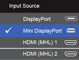 B) Monitor nezobrazuje žiadny obsah (prázdna obrazovka) 1. Stlačením tlačidiel a zvýraznite možnosť DP alebo mdp. DP mdp 2. Stlačte tlačidlo a podržte ho stlačené približne 8 sekúnd. 3.