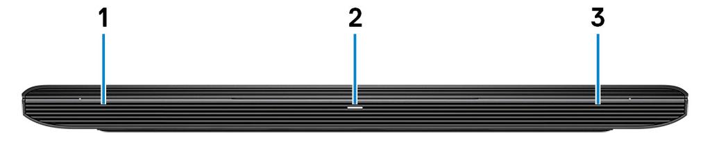 4 Pohľady Predná strana 1 Ľavý reproduktor Poskytuje zvukový výstup.