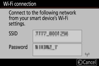 Vyberte Connect to smart device (Pripojiť k zariadeniu smart) > Wi-Fi connection (Pripojenie Wi-Fi) vponuke
