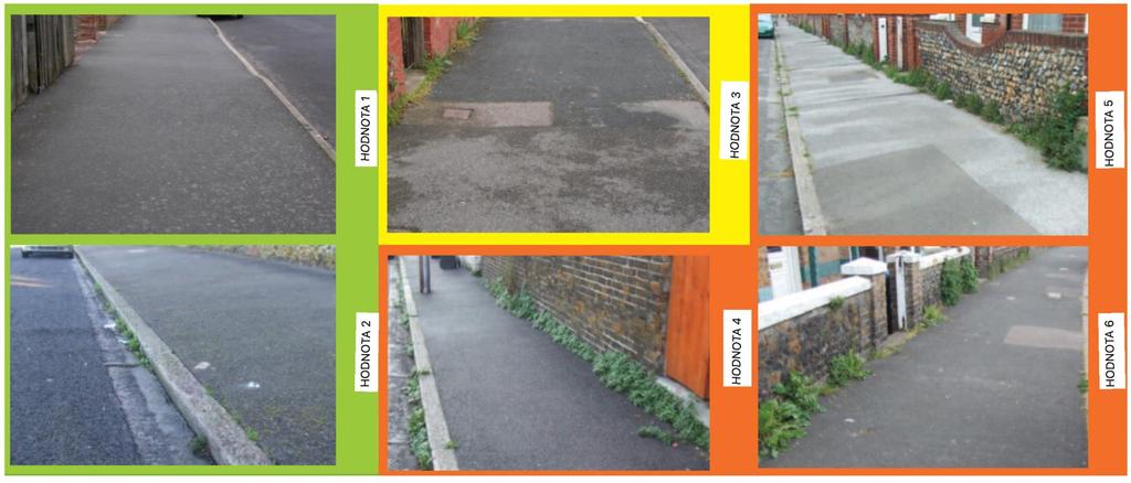 Obrázok 3- Príklad stupnice zaburinenia spevnených chodníkov a ciest Monitorovanie by malo byť dôkladné, prehľadné a dostupné samospráve aj dodávateľovi služieb.