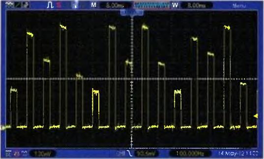 Vysílač Sky Flight Hobby v režimu DSSS obsazuje jeden s'irokopásmový kanál a vytěžuje jej asi na 40 %, data opakuje vždy 2x po sobě, změny jsou přibližně po 10 ms (diode 1N4148) MZEIA Ice Aar ail
