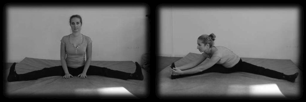 Obrázky 17 a 18 Naťahovanie dvojhlavého svalu stehna, svalov predkolenia, najširšieho svalu chrbta