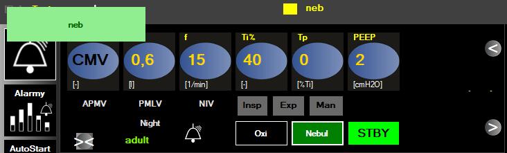 Ultrazvukový nebulizátor 3.4.2.1 Ovládanie systému a menu Obrázok 31. Nebulizátor sa uvedie do činnosti stlačením tlačidla NEBUL ovládacieho panela ventilátora.