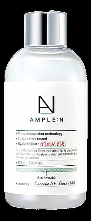 ) AMPLE:N HYALURONSHOT TONER Tonizačná voda s kyselinou hyalurónovou Dodáva pokožke okamžitú hydratáciu, má liftingový a spevňujúci efekt. Podporuje pružnosť a pevnosť pokožky.