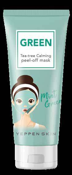 PEEL OFF MASKY BUBLINKOVÁ MASKA ) GREEN TEA TREE CALMING PEEL OFF MASK Zlupovacia upokojujúca maska s čajovníkovým olejom Maska veľmi priaznivo pôsobí na poškodenú pleť, upokojuje a zmierňuje