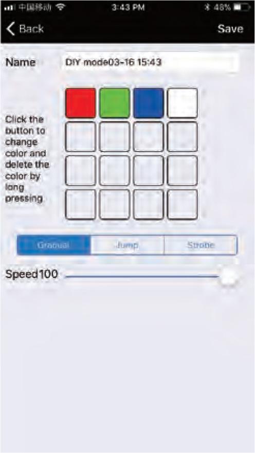 Pre zmazanie farby, podržte štvorček s danou farbou po dlhšiu dobu. 3.