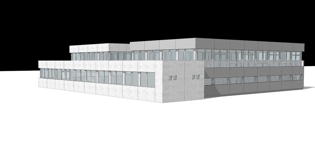 NÁVRH FASÁD ALT 1 raster fasády: 3 m (kopíruje nosný systém budovy) typ: hliníkový kompozitný panel Solid + alu panel so špeciálnou povrchovou vrstvou s