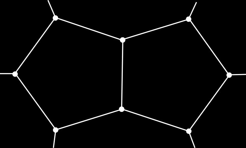 KAPITOLA 4. KLASTRE 29 Obr. 4.2: Pentagón Dvojitý Pentagón Dvojitý pentagón je klaster, ktorý vznikná z Petersenovho grafu pomocou odstránenia dvoch vrcholov a prerezaním jednej hrany.