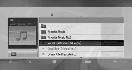 POUŽITI ZARIADNIA USB Zoznam hudby (Zoznam hudby) Môžete prehrávať hudobné súbory uložené v pamäťovom zariadení USB. Kúpené hudobné súbory (*.MP) môžu obsahovať obmedzenia autorských práv.