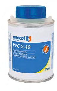 profesional PVC G 10 Špeciálne lepidlo v inštaláciách s tlakom (PN10). Drenážne systémy, inštalácie zvodov a odtokov. Ostatné systémy bez tlaku. Lepidlo neobsahujúce THF. 2 roky trvanlivosť.