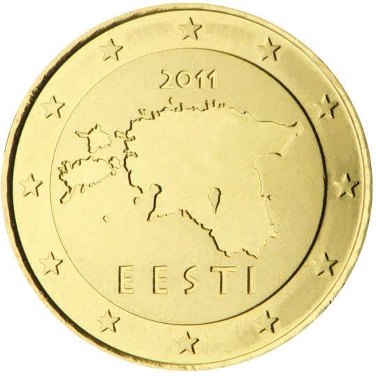 Motív národnej strany estónskych mincí všetkých nominálnych hodnôt je rovnaký predstavuje