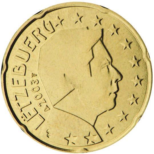 Luxembursko Belgicko Rakúsko Všetky luxemburské mince nesú portrét Jeho