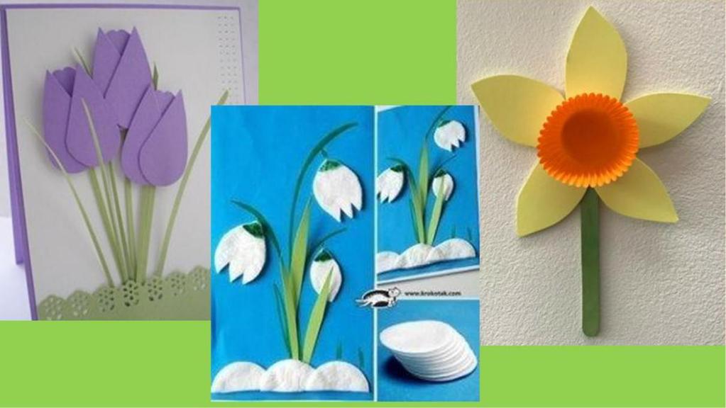 5. Aktivita: SNEŽIENKA/ TULIPÁN/NARCIS... Cieľ: S pomocou rodiča vytvorí kvet z tampónov. Pomôcky: Tampóny na odlíčenie, farby/pastelky, lepidlo, nožnice, výkres/farebný papier.