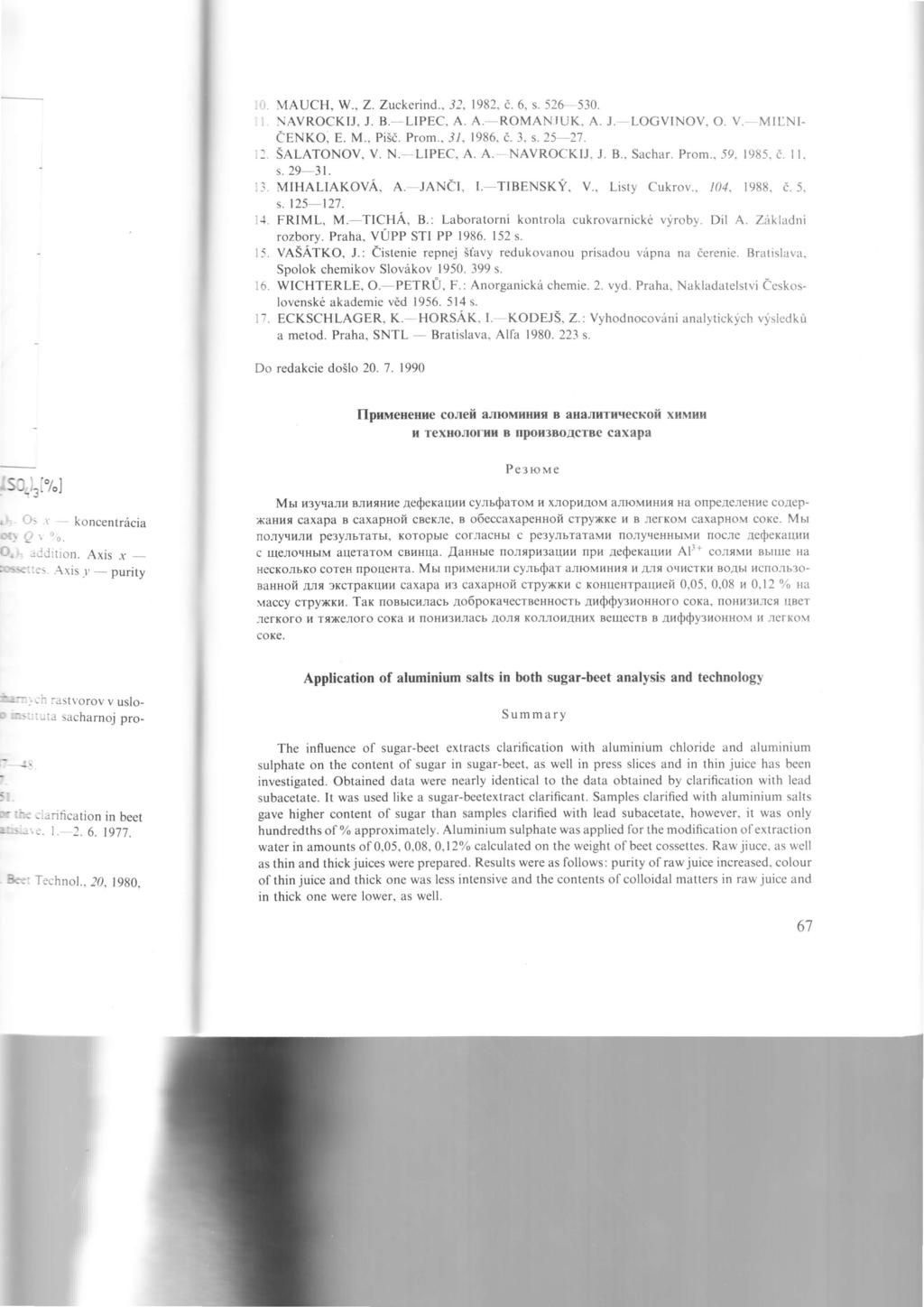 1l l5 l6 l1 MAUCH, V,/., Z. Zuckerind.. 12, 1982, d. 6, s. 526530. NAVROCKIJ, J. B. LIPEC. A. A.ROMAN.IUK, A. J. LOGVINOV. O. V. MILNI. e ENKO, E. M., Pisd. Prom.. J,l, I986. d. 3, s.252'7. srinronov.