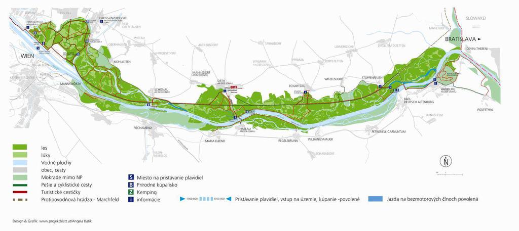 Prehľadná mapa Národného parku Donau-Auen Región ako cieľ Národný park Donau-Auen je obkolesený kultúrnymi a historickými pamiatkami, či regiónmi pre labužníkov, ako sú napr.
