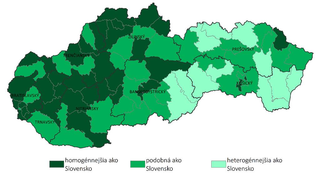 a najvyššie hodnoty dosiahli okresy mesta Košice, kde sa podiel vyšplhal nad 20 %.