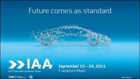 INFO Autosalón Frankfurt 2011 Ústredným mottom 64. ročníka výstavy automobilov IAA vo Frankfurte nad Mohanom, ktorá sa konala v dňoch 13. 25. septembra bolo:,,budúcnosť sa stáva štandardom.