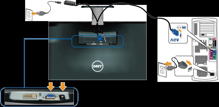 Pripojenie monitora k rozhraniu DVI Usporiadanie káblov Po pripojení