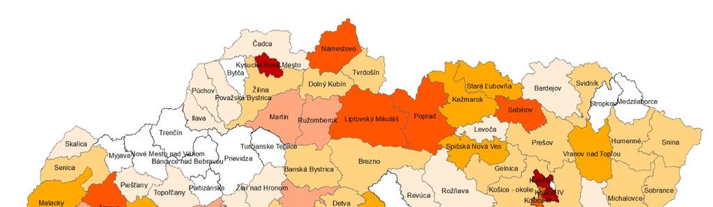 V okresoch Kysucké Nové Mesto, Košice I, Košice II, Košice IV, Čadca a Bratislava V mali obce z aglomerácií do 2 000 EO zabezpečené čistenie odpadových vôd na 100 %.