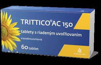 hmotnosti Bez anticholínergických a extrapyramídových účinkov 1 Na rozdiel od SSRI neindukuje syndróm apatie 3 1. SPC TRITTICO AC 75 & 150, tablety s riadeným uvoľňovaním, 11/2020. 2. Frecska E.