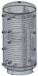 akumulačného zásobníka a integrovaného zásobníka vody. Osem pripojovacích 6/4 nátrubkov umožňuje širokú variabilitu pripojenia rôznych tepelných zdrojov.