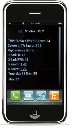 kódom Popis zariadenia Modul GSM spolupracuje s regulátorom TECH s RS komunikáciou a umožňuje diaľkovú kontrolu činnosti kotla pomocou mobilného telefónu.