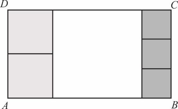 Príklady úloh s riešeniami 35 Úloha 28. (0 3) Obdĺžnik ABCD je rozdelený na 6 štvorcov: jeden veľký, dva stredné a tri malé, ako je na obrázku.