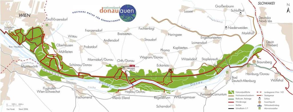 3. Donau Auen park Národný park Donau-Auen (Dunajské luhy) sa rozprestiera medzi európskymi hlavnými mestami Viedňou a Bratislavou a chráni posledné veľké územie pririečnej lužnej krajiny v strednej