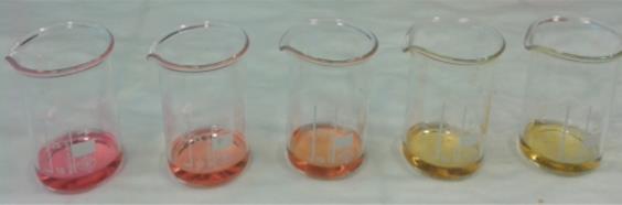 Obrázok 10 Zmena farby roztoku postupným vymytím kyselín [12] 3.3.1.3 Kyslá esterifikácia s bortrifluoridom S ohľadom na jedovatosť BF3 je nutné prevádzať nasledovné úkony v digestore.