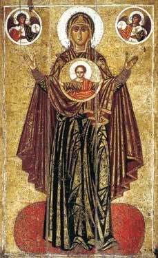 pomenovanie. Podľa tradície patrí blachernská ikona Bohorodičky typu hodigitrie medzi najstaršie ikony Božej Matky, ktorú namaľoval sv. evanjelista Lukáš.