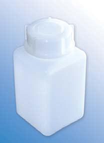 hrubostenná s graduáciou. Lacná alternatíva ku skleneným fľašiam. Obmedzená priedyšnosť voči CO /O. Fľaše a uzávery sú sterilizované radiáciou.
