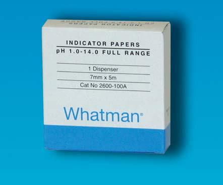 jeden indikátor, ktorého sfarbenie sa porovnáva s farebnou škálou na krabičke (úzky rozsah) Papieriky indikátorové WHATMAN - prúžky Obj.