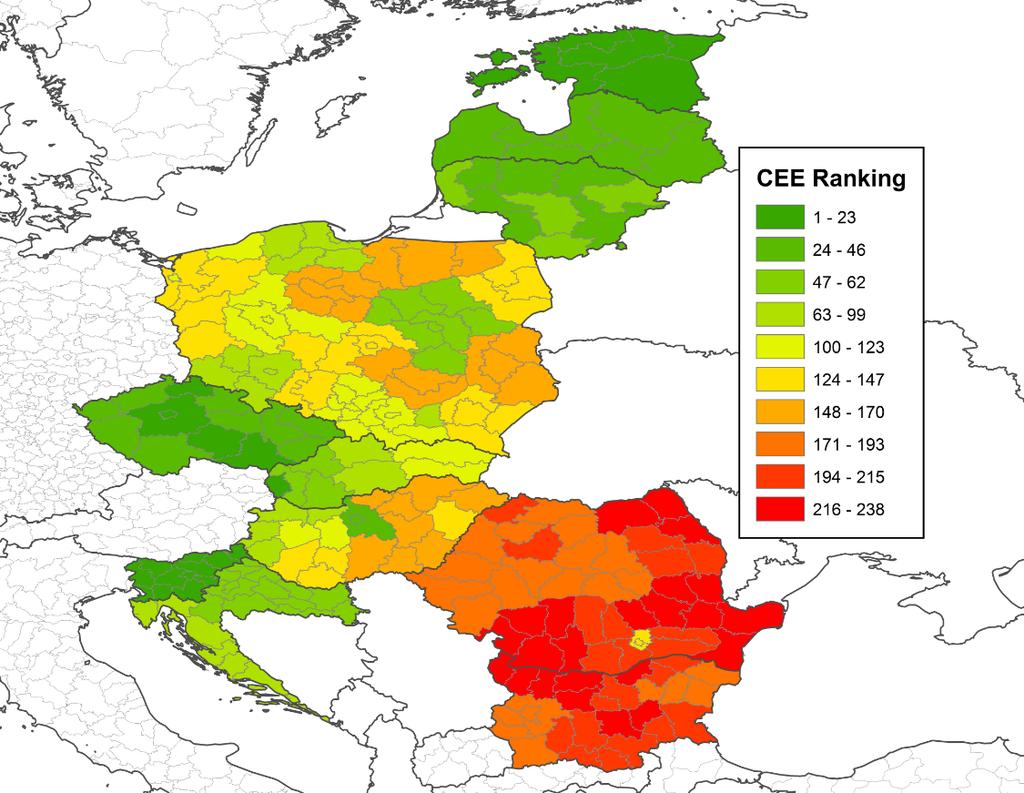 Hodnotenie inteligentných miest v strednej a východnej Európe Oblasti, ktoré sme