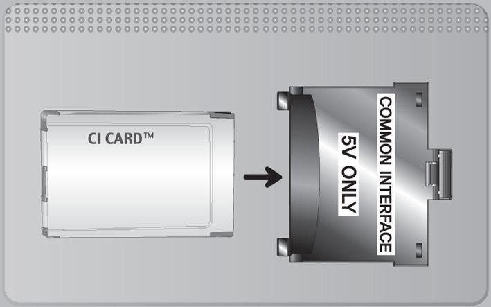 Pripojenie karty CI alebo CI+ Card Pripojte kartu CI alebo CI+ Card do slotu COMMON INTERFACE tak, ako je to znázornené na obrázku nižšie.