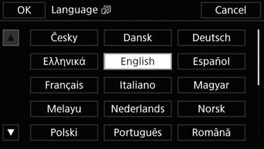 Nastavenie dátumu, času a jazyka Zmena jazyka 26 Predvolený jazyk videokamery je angličtina. Môžete ho zmeniť na ktorýkoľvek z 27 jazykov.