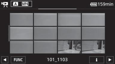 Videokamera sa prepne do režimu a zobrazí sa indexové zobrazenie videoklipov. 2 Vyhľadajte videoklip, ktorý chcete prehrať.
