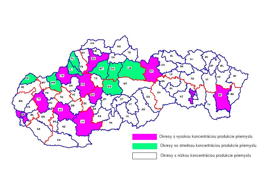 Z tabuľky vidieť, že z hľadiska produkcie tržieb priemyslu SR je najvýznamnejší Bratislavský región, z hľadiska tvorby pridanej hodnoty a počtu zamestnaných región Západné Slovensko.