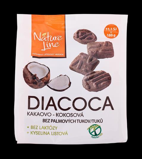 DIACOCA Kakaovo-kokosové sušienky s fruktózou 180 g (SK) Sušienky kakaovo kokosové.