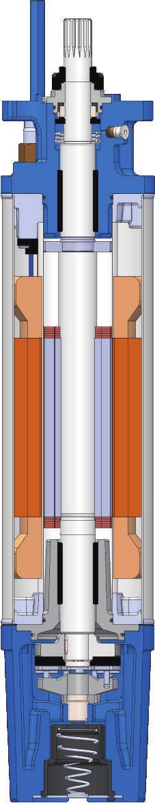 Rozmery 6" Zapuzdrené hermeticky uzavreté motory Komponent Horné teleso Obal statora Kryt statora () Hriadeľ Mechanická upchávka hriadeľa