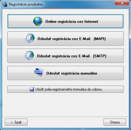 Online registrácia cez Internet (doporučené) Pri Online registrácii cez internet je registračný reťazec odoslaný do Servera CM prostredníctvom protokolu http a v prípade správne zadaných údajov sa