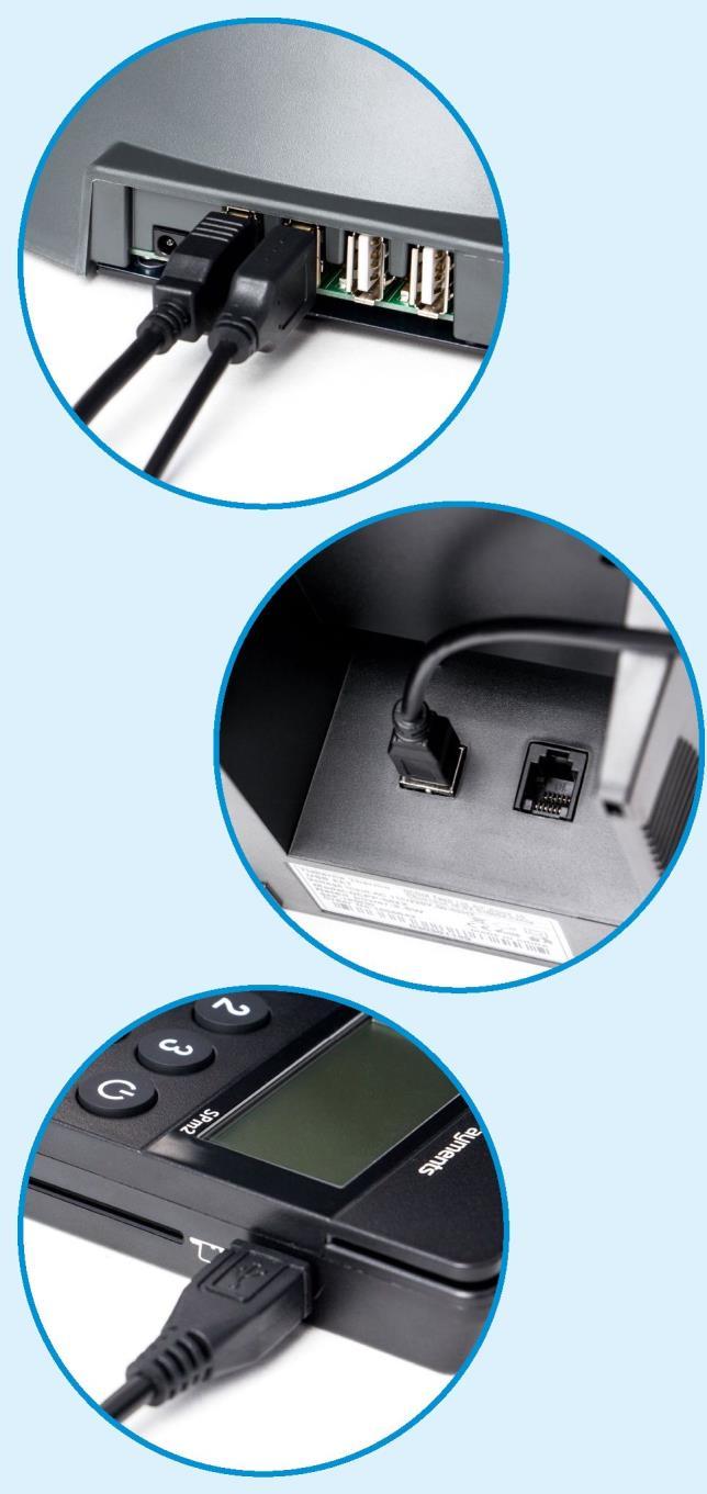 Postup pri zapojení 1) Vyberte z balenia všetky súčasti (A až G). 2) Zapojte USB káble E a G (konektory USB A) do USB rozbočovača na zadnej strane.