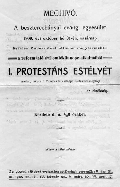 1909, na ktorom účinkoval aj Viliam Figuš-Bystrý, evanjelický