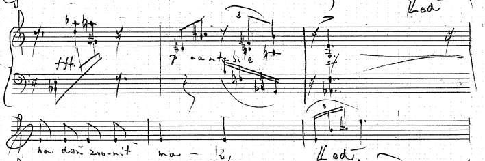 318 Michal Ščepán Druhá pieseň Chladný dáždik je na základe svojej predlohy v dĺžke dvoch krátkych strof doslova vokálno-inštrumentálnou bagatelou v 10 taktoch vo forme :a:.