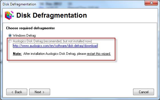 vyznačeného na nasledujúcom obrázku stiahnuť a nainštalovať program Austlogics disk defrag.