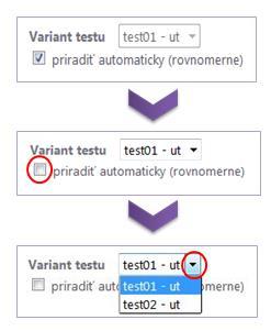 1. Návod na používanie systému e-test Strana 16 / 36 Obr. 18 Výber predpisu (variantu) testu Vybrať organizačnú jednotku (povinný údaj).