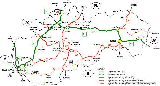 Mapa: Sieť diaľnic a rýchlostných ciest SR Zdroj: Slovenská správa ciest, odbor cestnej databanky Údaje: k novembru 2004 HROMADNÁ PREPRAVA OSÔB Verejná pravidelná hromadná preprava osôb má